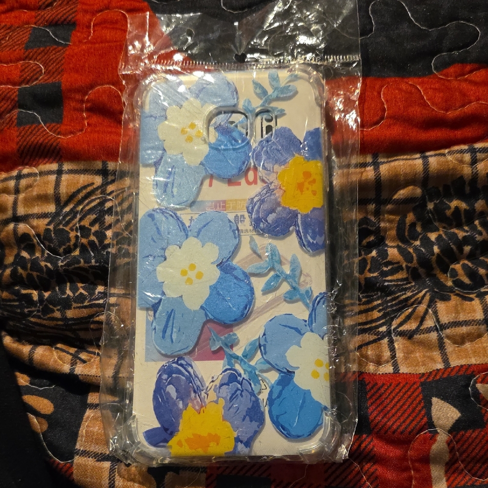 Floral Phone Case - Blue and Yellow Flowers Samsung Galaxy S7 Edge